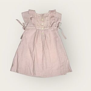 Kiki Blom Paris Girl Dress 2 Flutter Sleeve Pink ButtonsTies Ruffles Pockets VTG